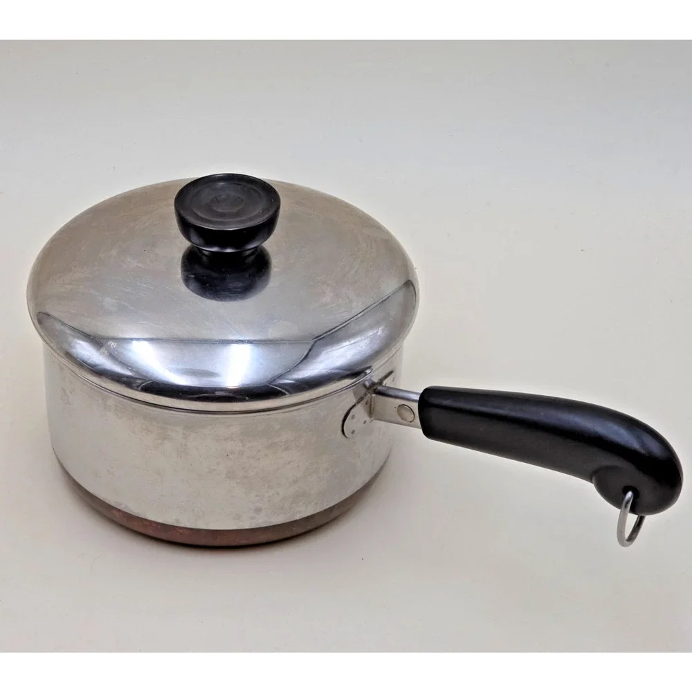 Revere Ware 1801 Saucepan Set 1.5 & 3 Quart Copper Bottom Stainless Clinton USA